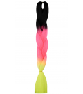 S3-130 Czarny - Neonowy Różowy - Neonowa Limonka "QUEEN Braids" - Włosy Syntetyczne Magfactory