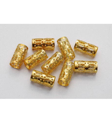 Obrączki Złote - Metalowe Koraliki Do Włosów 10 sztuk